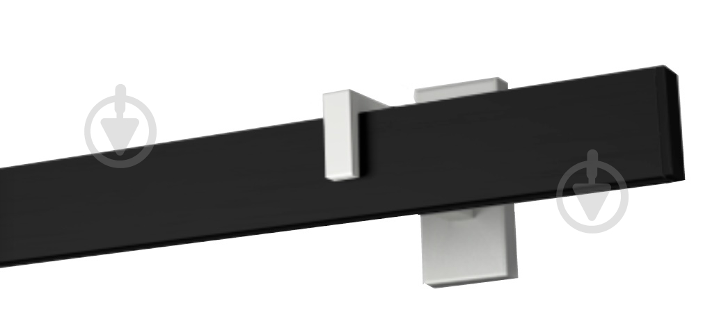 Комплект карниза Quadrum Square line одинарный 9/300 см белый/черный профиль с белыми крючками - фото 1