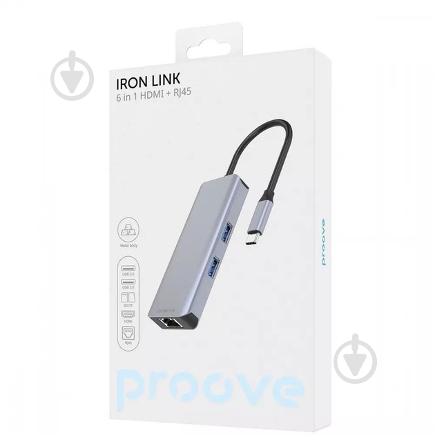 USB-хаб Proove Iron Link 2 х USB3.0 + HDMI + SD/TF + RG45 (HBI700010004) - фото 2 USB-хаб Proove Iron Link 2 х USB3.0 + HDMI + SD/TF + RG45 (HBI700010004) - фото 2