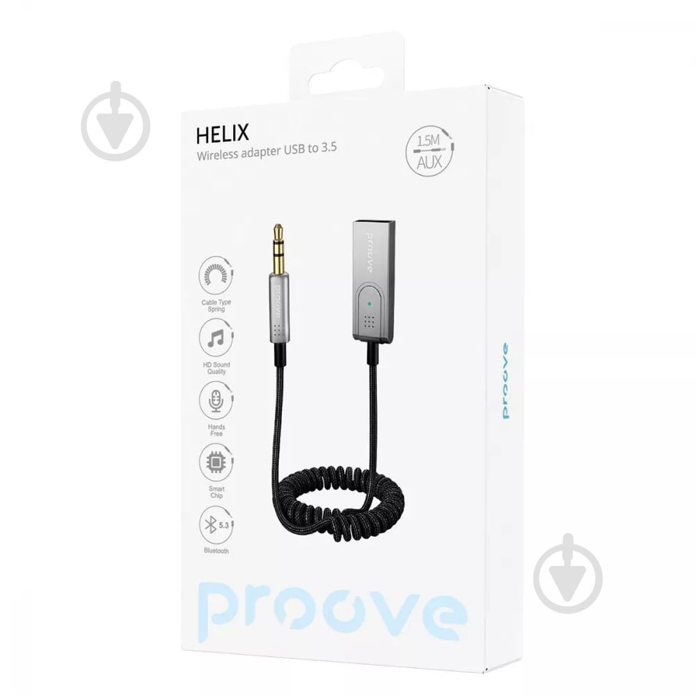 USB-хаб Proove Helix USB to 3.5 mm вбудований мікрофон Bluetooth 5.3 срібний (ADCS00001803) - фото 4