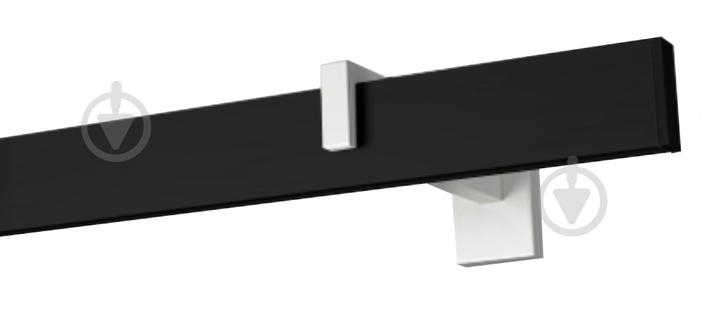 Комплект карниза Quadrum Square line одинарный 15/300 см белый/черный профиль с белыми крючками - фото 1 Комплект карниза Quadrum Square line одинарный 15/300 см белый/черный профиль с белыми крючками - фото 1