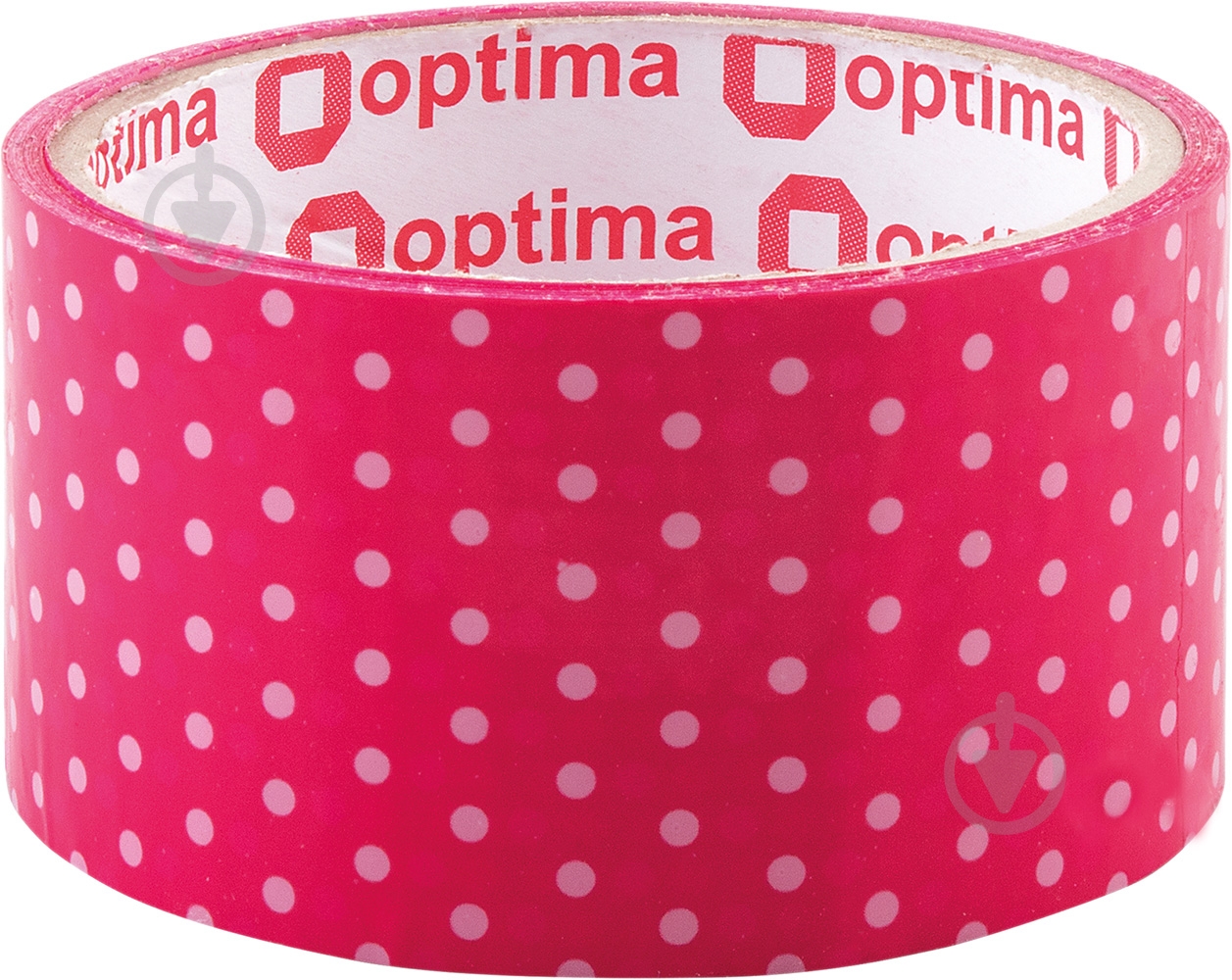 Лента самоклеящаяся Dots 48 мм х 20 м розовая Optima - фото 1
