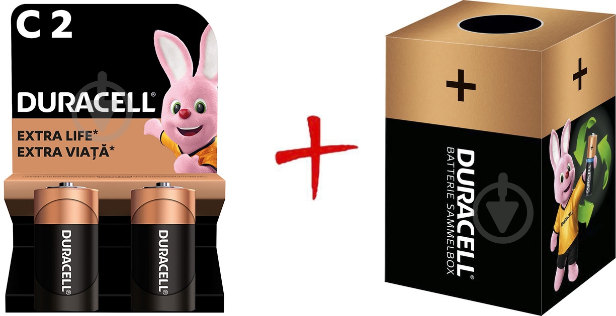 Батарейки щелочные Duracell C (R14, 343) 2 шт. (+ Еко-бокс Duracell) - фото 1