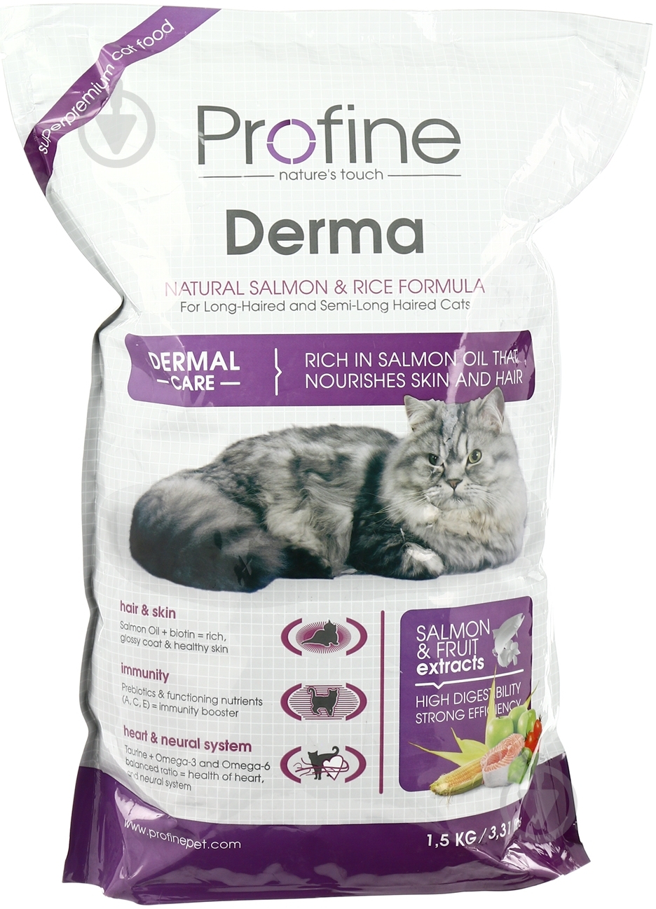 Корм Profine Cat Derma 130027 лосось, курица, кукуруза, рис 1,5 кг - фото 1