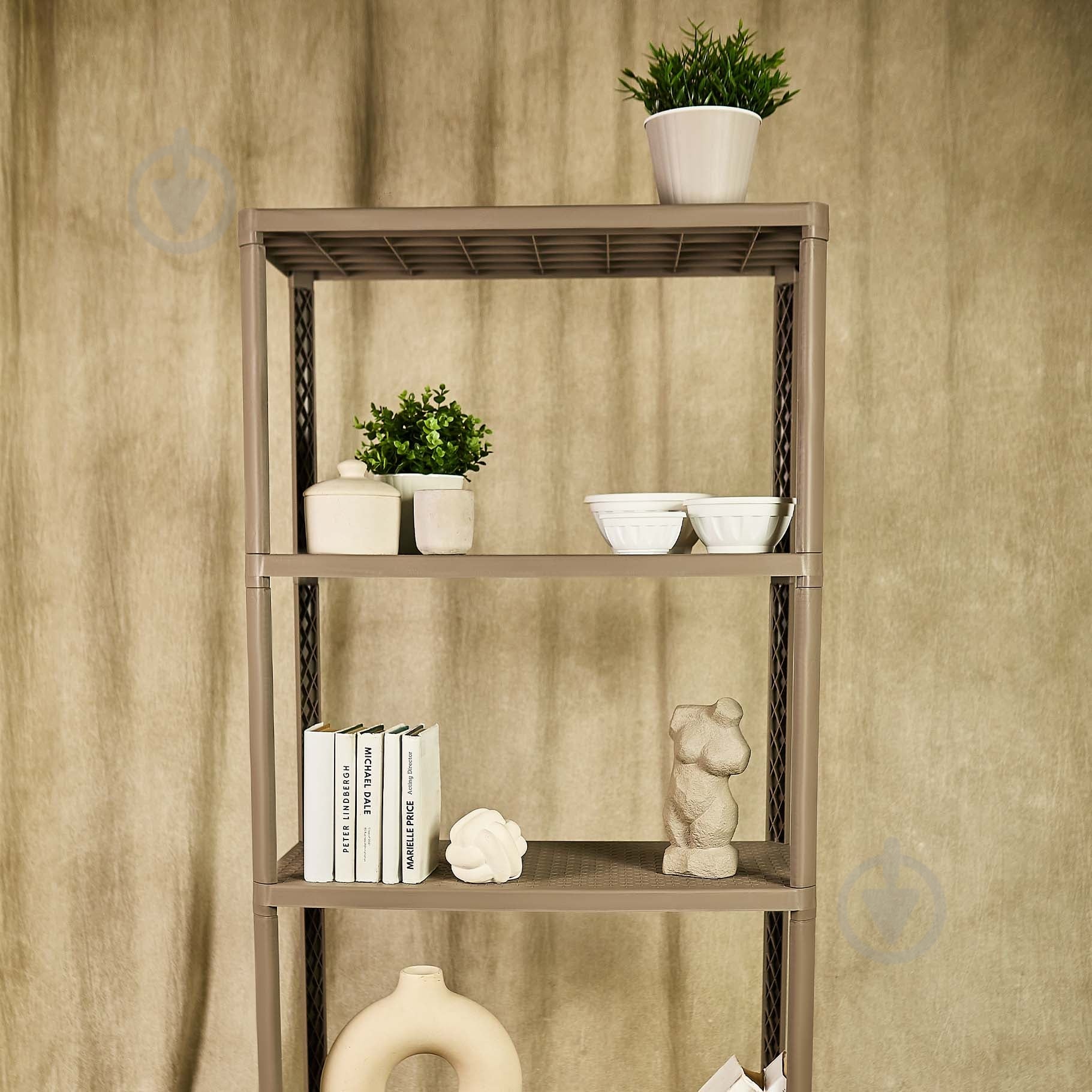 Стелаж 1850x380x780 мм Алеана капучино пластик полиці 5 шт. без покриття - фото 2 Стелаж 1850x380x780 мм Алеана капучино пластик полиці 5 шт. без покриття - фото 2