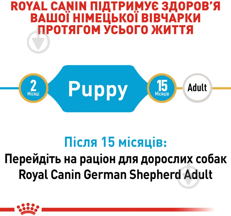 Корм сухой для щенков для крупных пород Royal Canin GERMAN SHEPHERD PUPPY 3 кг (домашняя птица, рис, кукуруза) 3 кг - фото 4