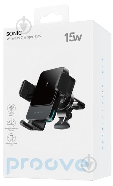 Тримач для мобільного телефона Sonic 15W black Proove чорний - фото 3 Тримач для мобільного телефона Sonic 15W black Proove чорний - фото 3