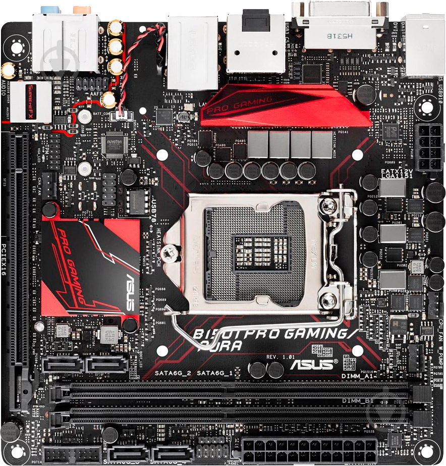 Материнская плата Asus B150I_PRO_GAMING/AURA (Socket 1151, Intel B150, mini ITX) - фото 1 Материнская плата Asus B150I_PRO_GAMING/AURA (Socket 1151, Intel B150, mini ITX) - фото 1