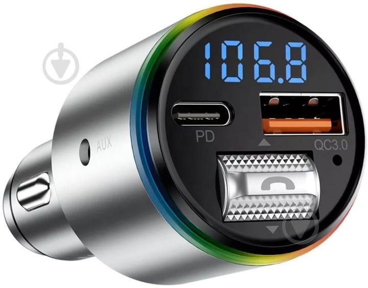 Автомобильное зарядное устройство Proove FM Launcher Power Drive 30W PD+QC3.0 Type-C+USB+AUX silver (FMPD30110006) - фото 5