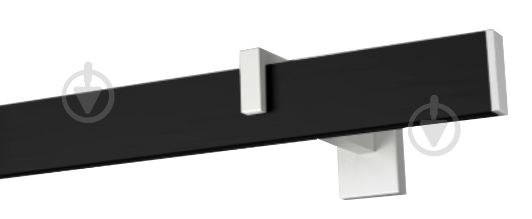 Комплект карниза Quadrum Square line одинарный 15/200 см белый/черный профиль/белое окончание с черными крючками - фото 1