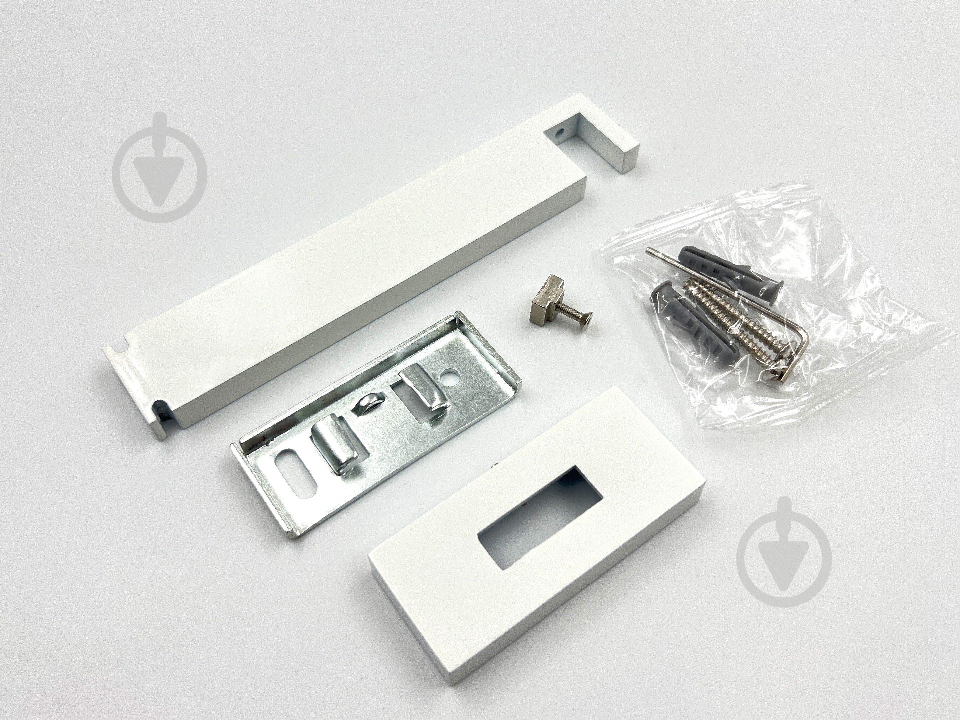 Комплект карниза Quadrum Square line одинарный 15/200 см белый/черный профиль/белое окончание с черными крючками - фото 4