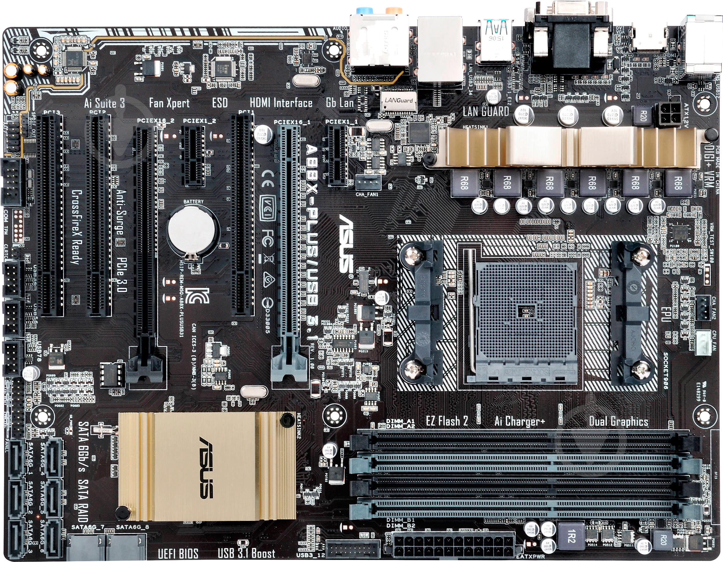 Материнская плата Asus A88X-PLUS/USB3.1 (Socket FM2+, AMD A88X, ATX) - фото 1 Материнская плата Asus A88X-PLUS/USB3.1 (Socket FM2+, AMD A88X, ATX) - фото 1