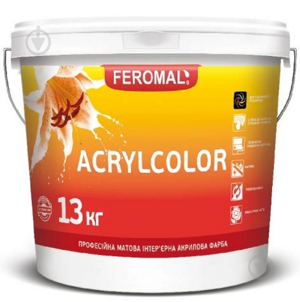 Краска интерьерная акриловая Feromal Acrylcolor мат 10 л 13 кг - фото 1
