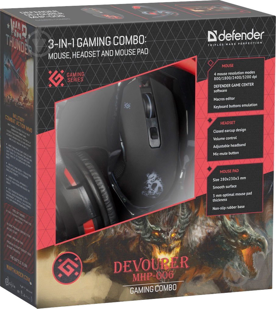 Комплект миша + гарнітура Defender Warhead Devourer MHP-006 - фото 10
