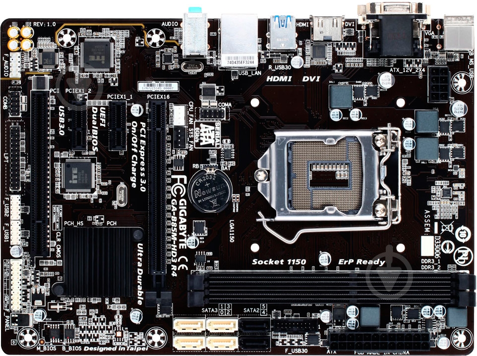 Материнская плата Gigabyte GA-B85M-HD3_R4 (Socket 1150, Intel B85, mirco ATX) - фото 1