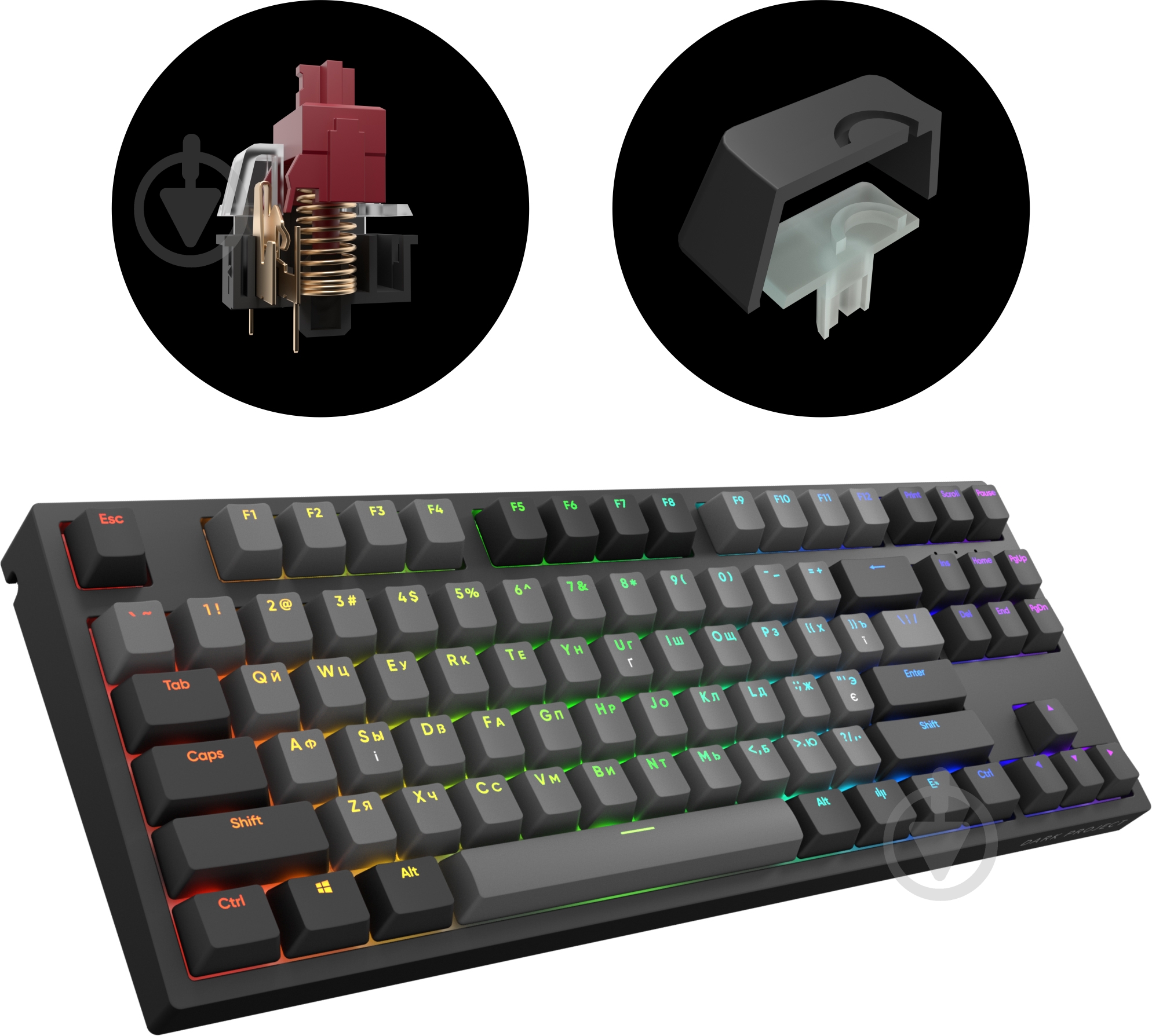 Клавіатура ігрова Dark Project Pro KD87A PBT Gateron Optical 2.0 Red (DP-KD-87A-004110-GRD) - фото 5