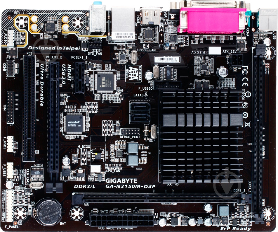 Материнская плата Gigabyte GA-N3150M-D3P (Integrated CPU, SoC, mirco ATX) - фото 1