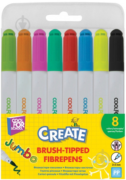 Фломастеры-кисточки Create Jumbo 8 цветов Cool For School - фото 1