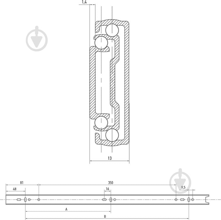 Направляющая Muller 45 мм L-450 мм 96072 - фото 3