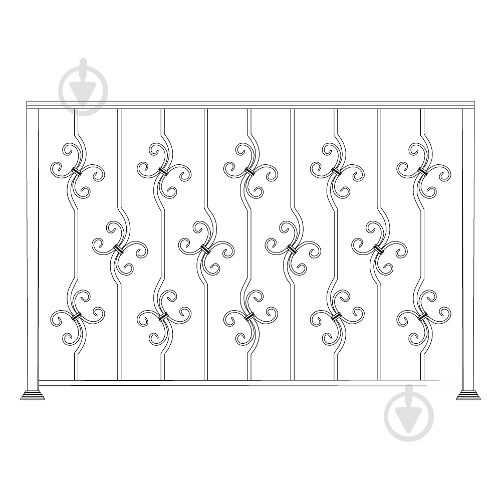 Кованое балконное ограждение Артдеко БО-59 1500х1000 мм (комплект елементов) - фото 1 Кованое балконное ограждение Артдеко БО-59 1500х1000 мм (комплект елементов) - фото 1