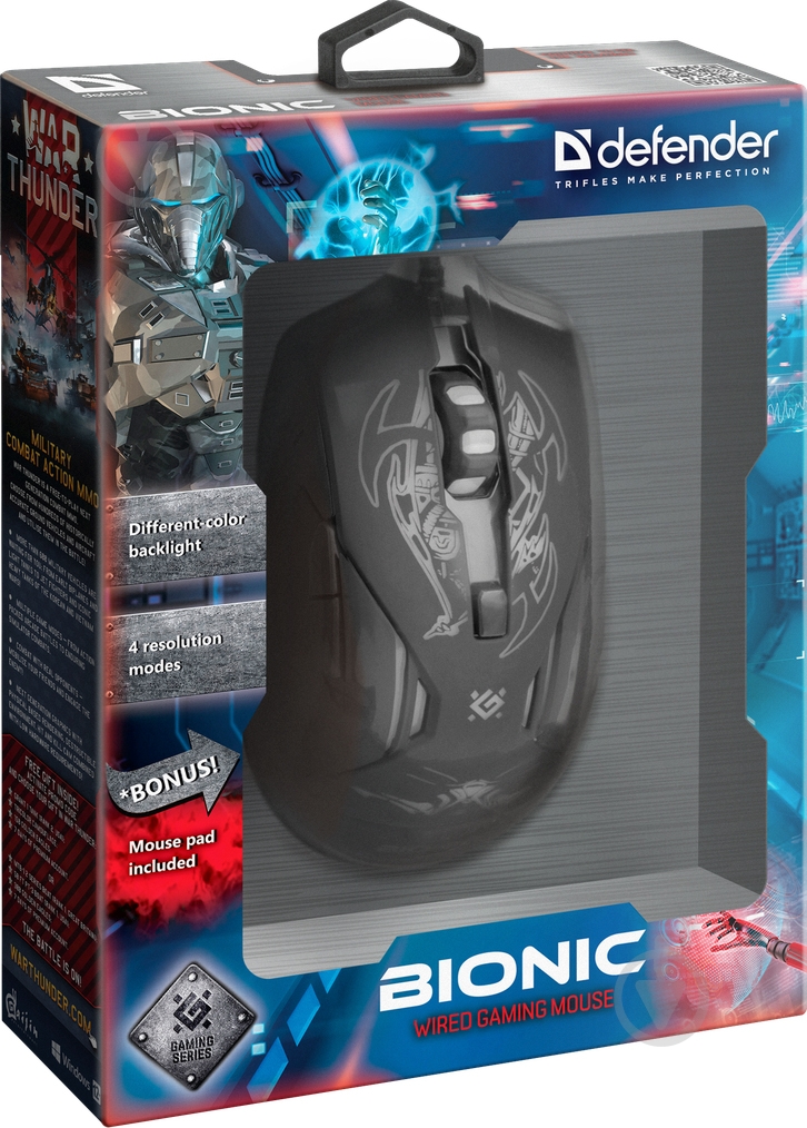 Миша Defender Bionic GM-250L + коврик black - фото 12