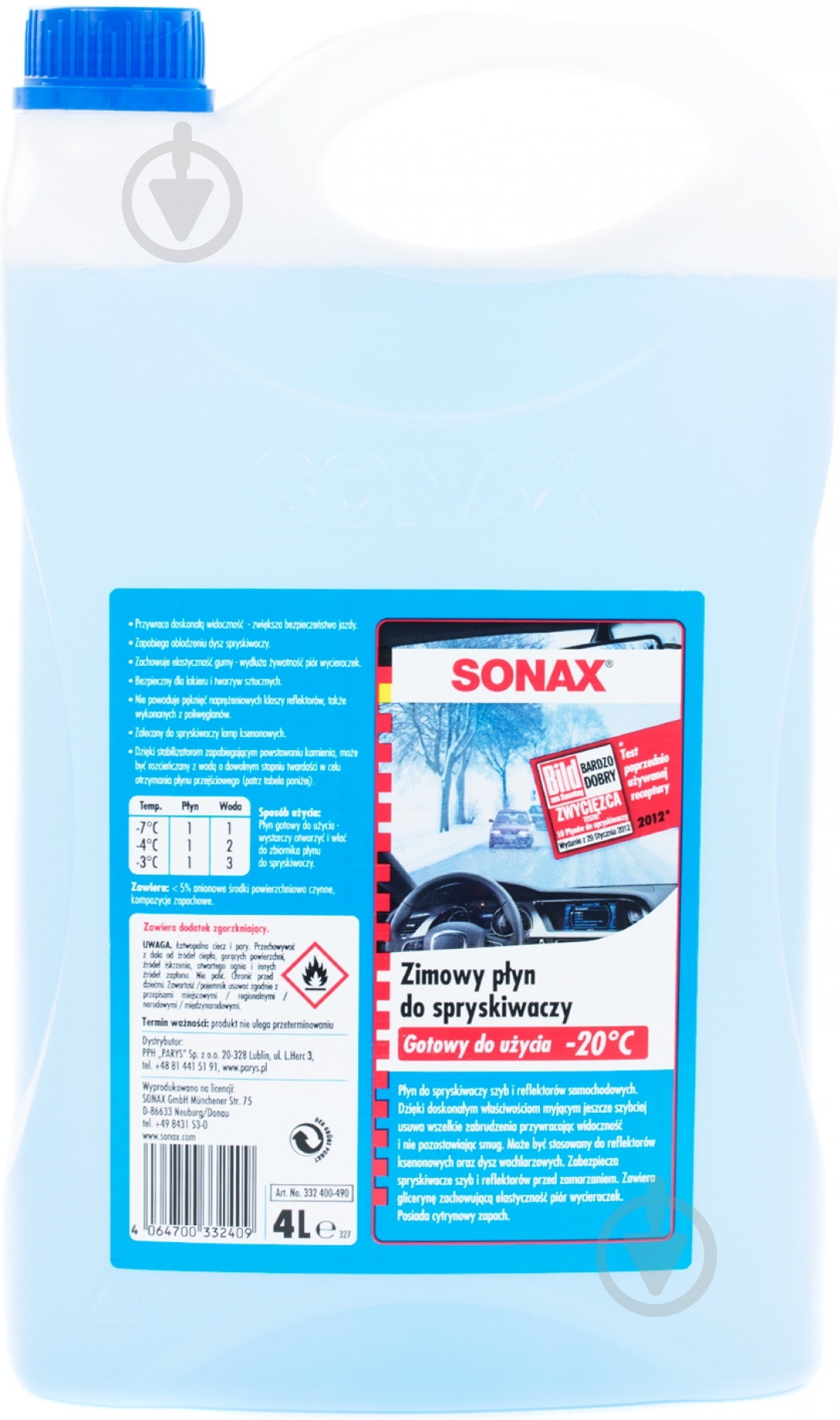 Омыватель стекла SONAX зима -20 °С 4 л - фото 1