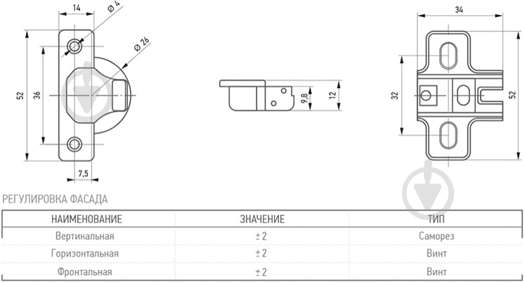 Петля накладная mini накладная Muller 97526 Muller - фото 3