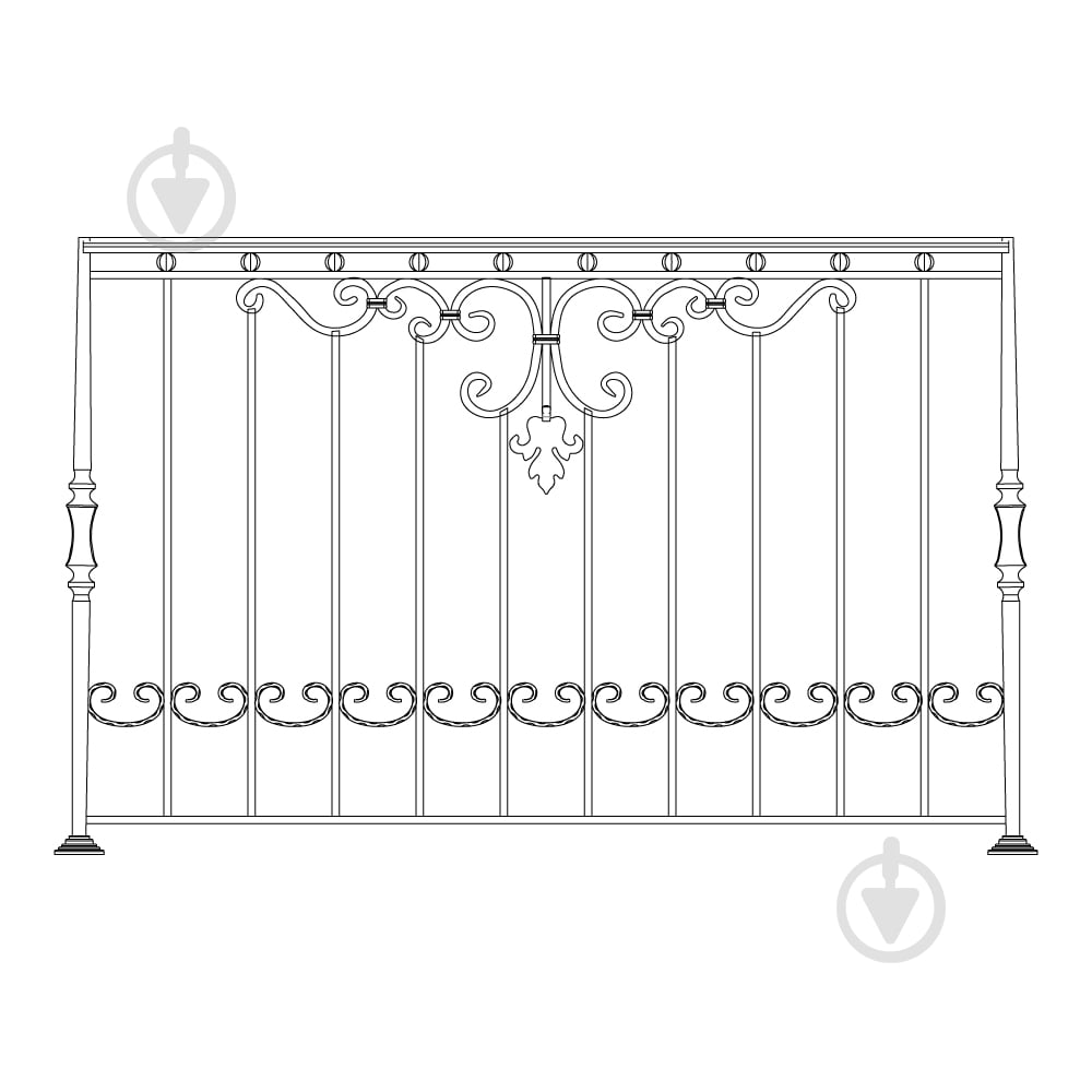 Кованое балконное ограждение Артдеко БО-79 1500х1000 мм (комплект елементов) - фото 1 Кованое балконное ограждение Артдеко БО-79 1500х1000 мм (комплект елементов) - фото 1