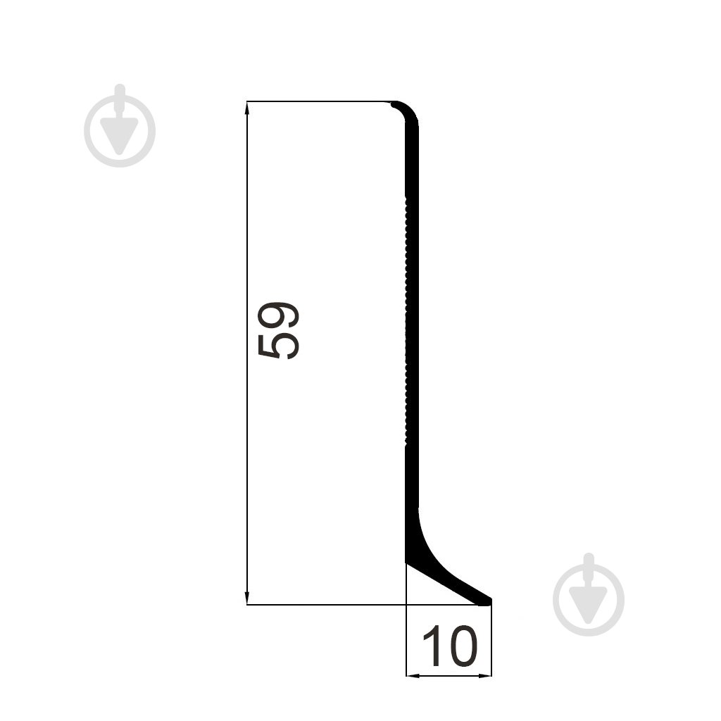 Плинтус алюминиевый АЛЮПРО ПАС-3817 белый мат 2500х60х12 мм - фото 2