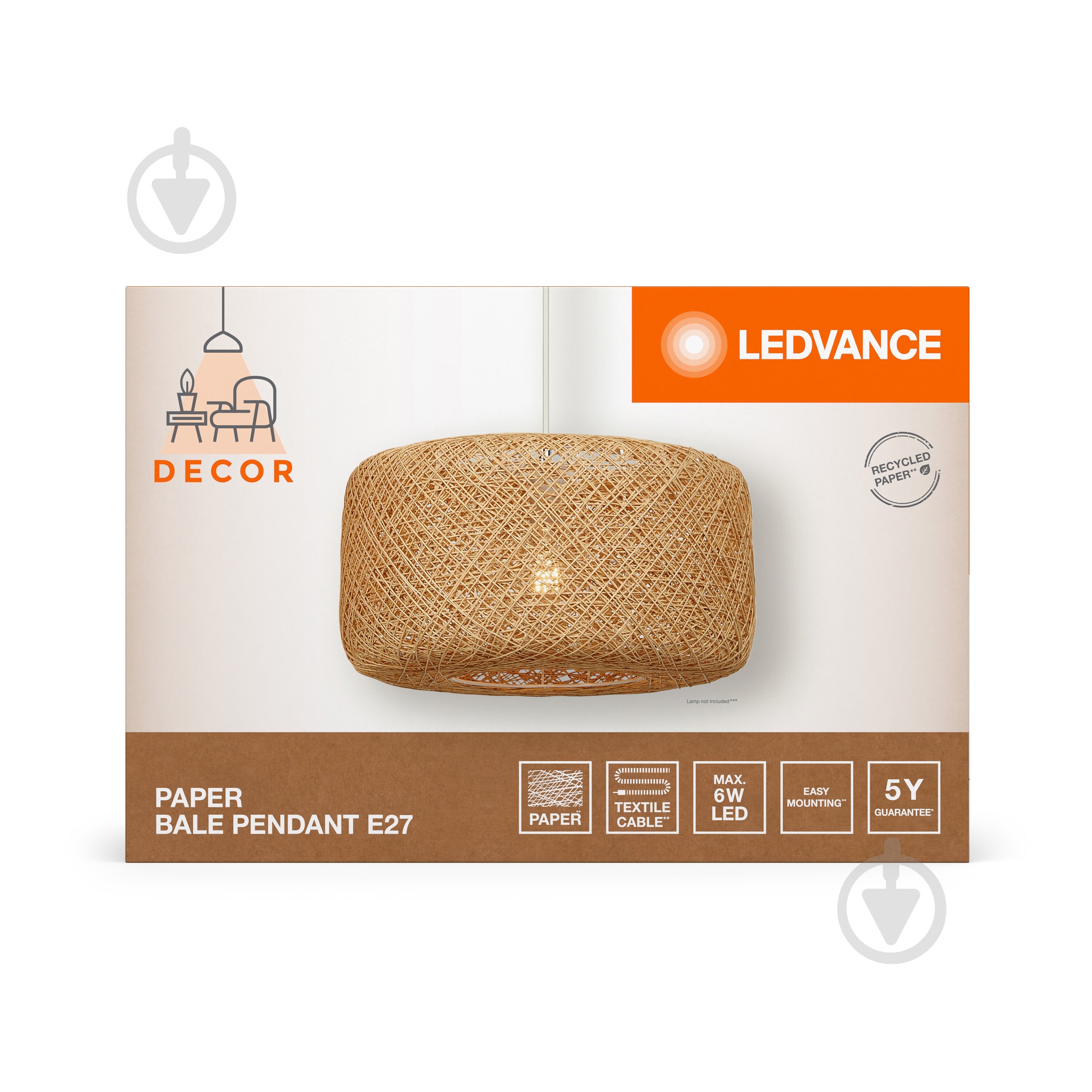 Підвіс Ledvance 1xE27 бежевий DECOR PAPER BALE pendant - фото 18