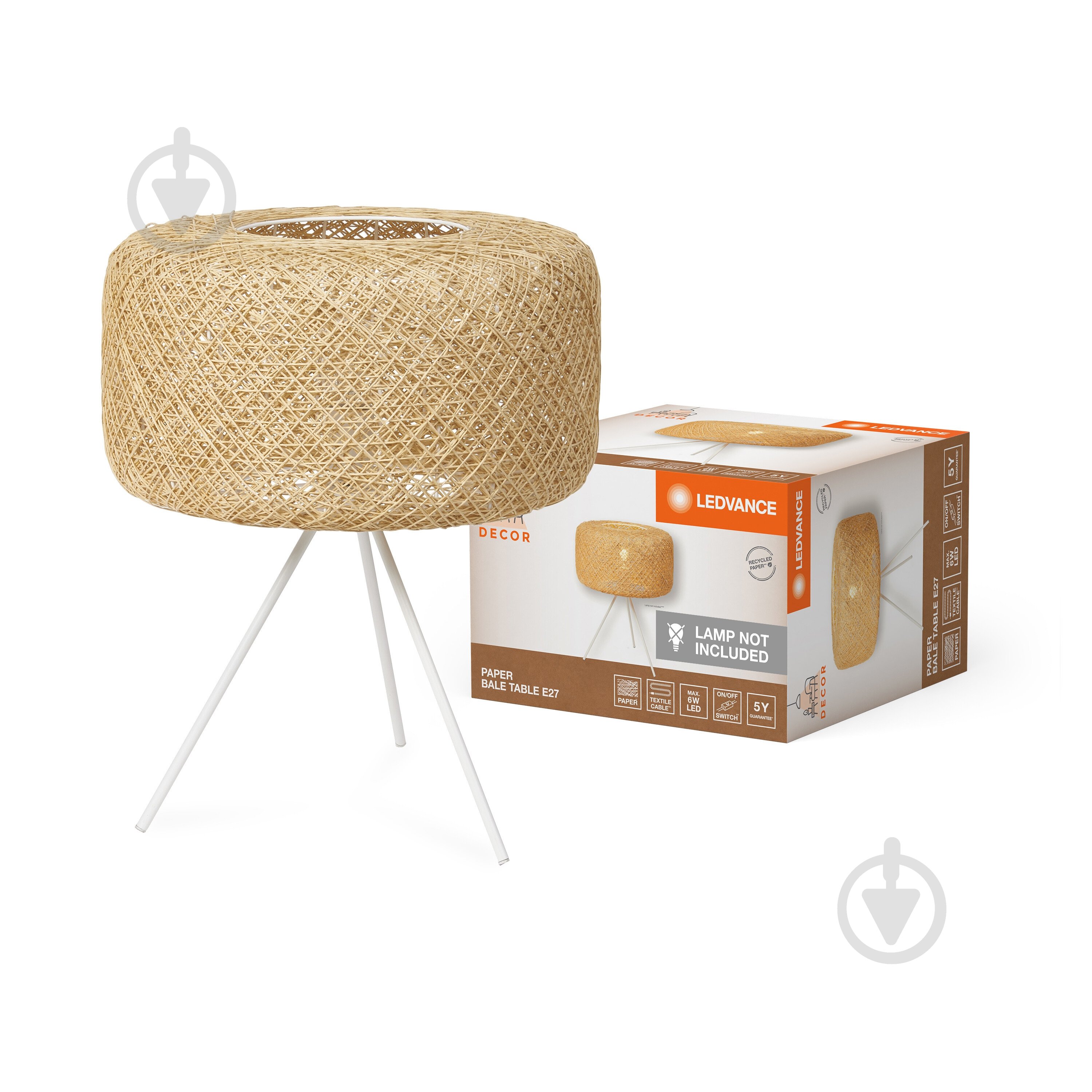 Настільна лампа декоративна Ledvance 1xE27 бежевий DECOR PAPER BALE table - фото 2