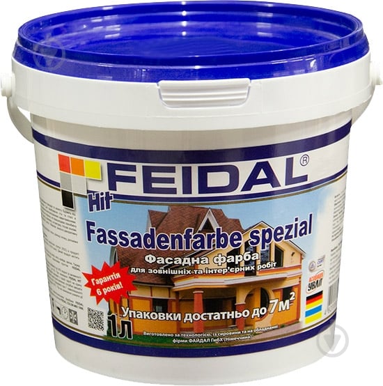 Краска cиликономодифицированная Feidal HIT Fassadenfarbe spezial мат белый 1 л - фото 1