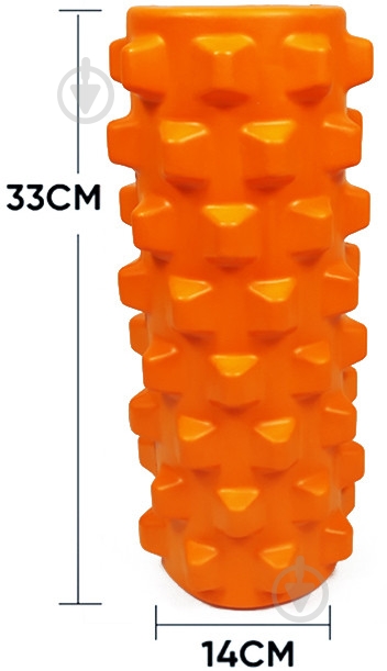 Ролик массажный EasyFit EVA Spikes оранжевый 33 см оранжевый - фото 2