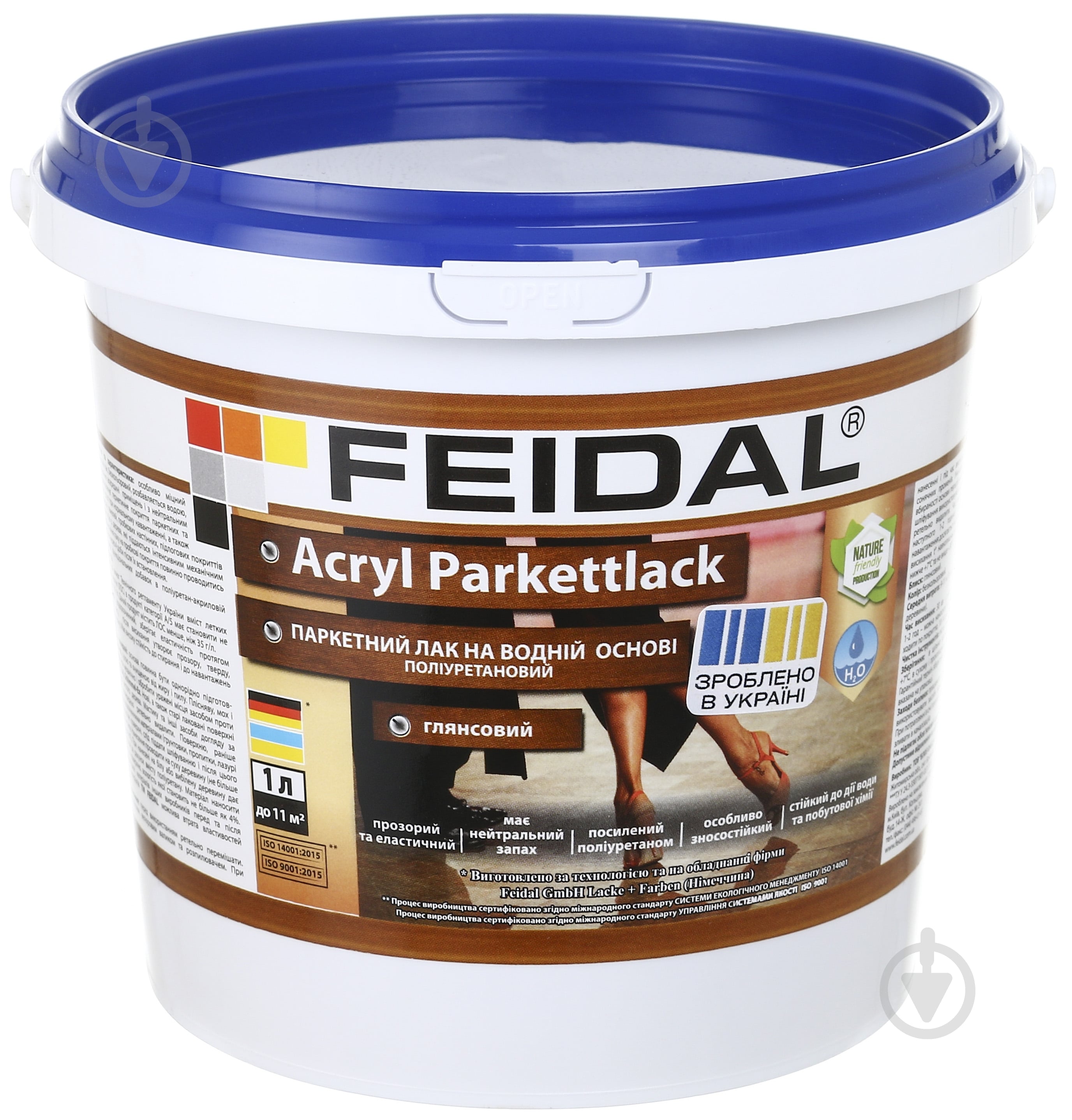 Лак Acryl Parkettlack Feidal глянец прозрачный 1 л - фото 1