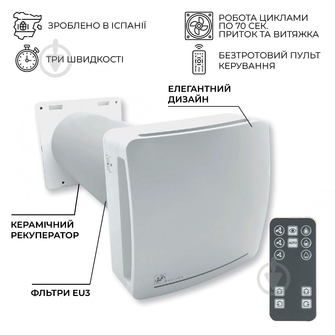 Рекуператор Soler&Palau с дистанционным пультом RESPIRO 150 RD - фото 2