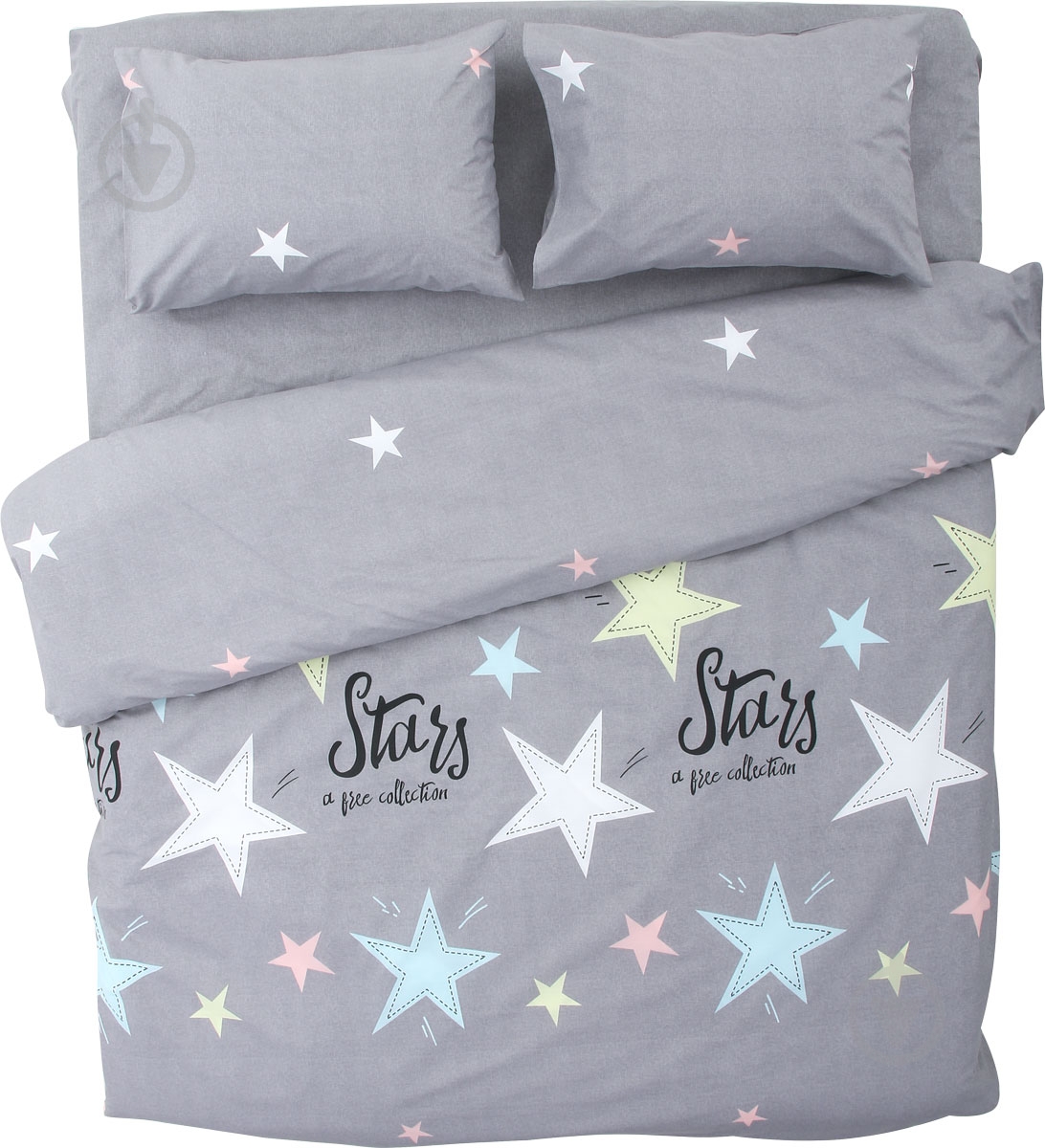 Комплект постельного белья Star color 2 серый с рисунком - фото 1