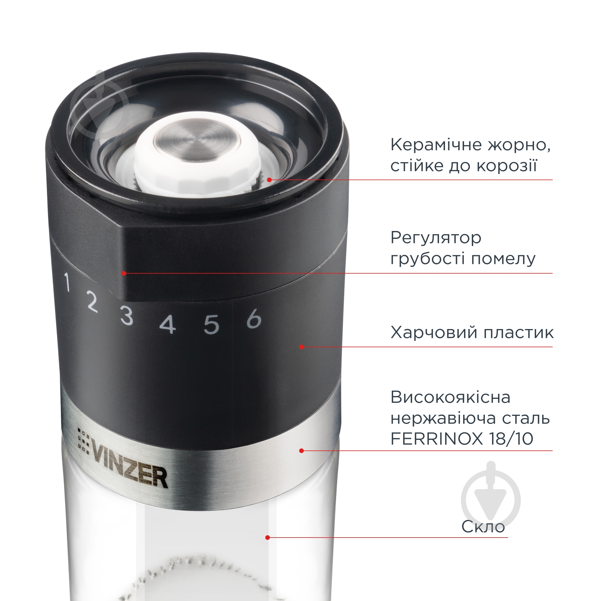 Мельница для соли и перца Vinzer 50599 - фото 3