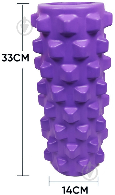 Ролик массажный EasyFit EVA Spikes фиолетовый 33 см - фото 2