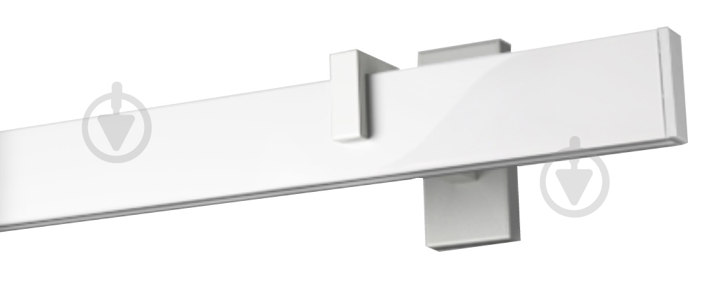 Комплект карниза Quadrum одинарный 9/300 см белый с черными крючками. - фото 1