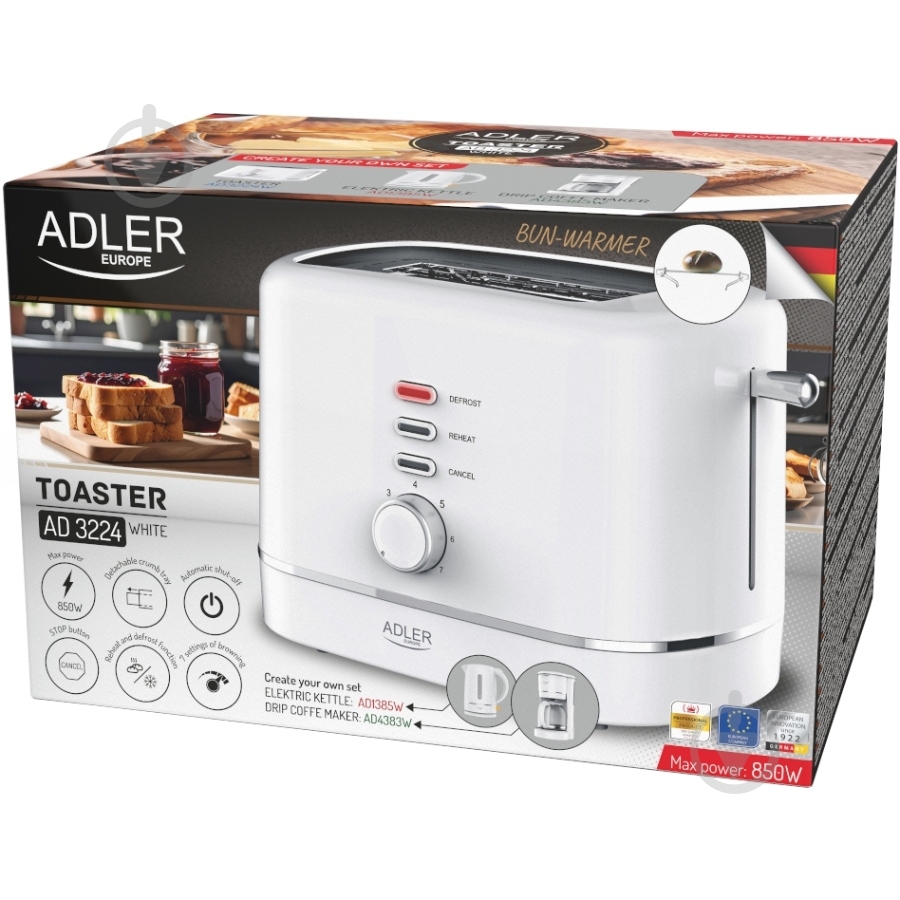 Тостер Adler AD 3224 white 850Вт - фото 7 Тостер Adler AD 3224 white 850Вт - фото 7