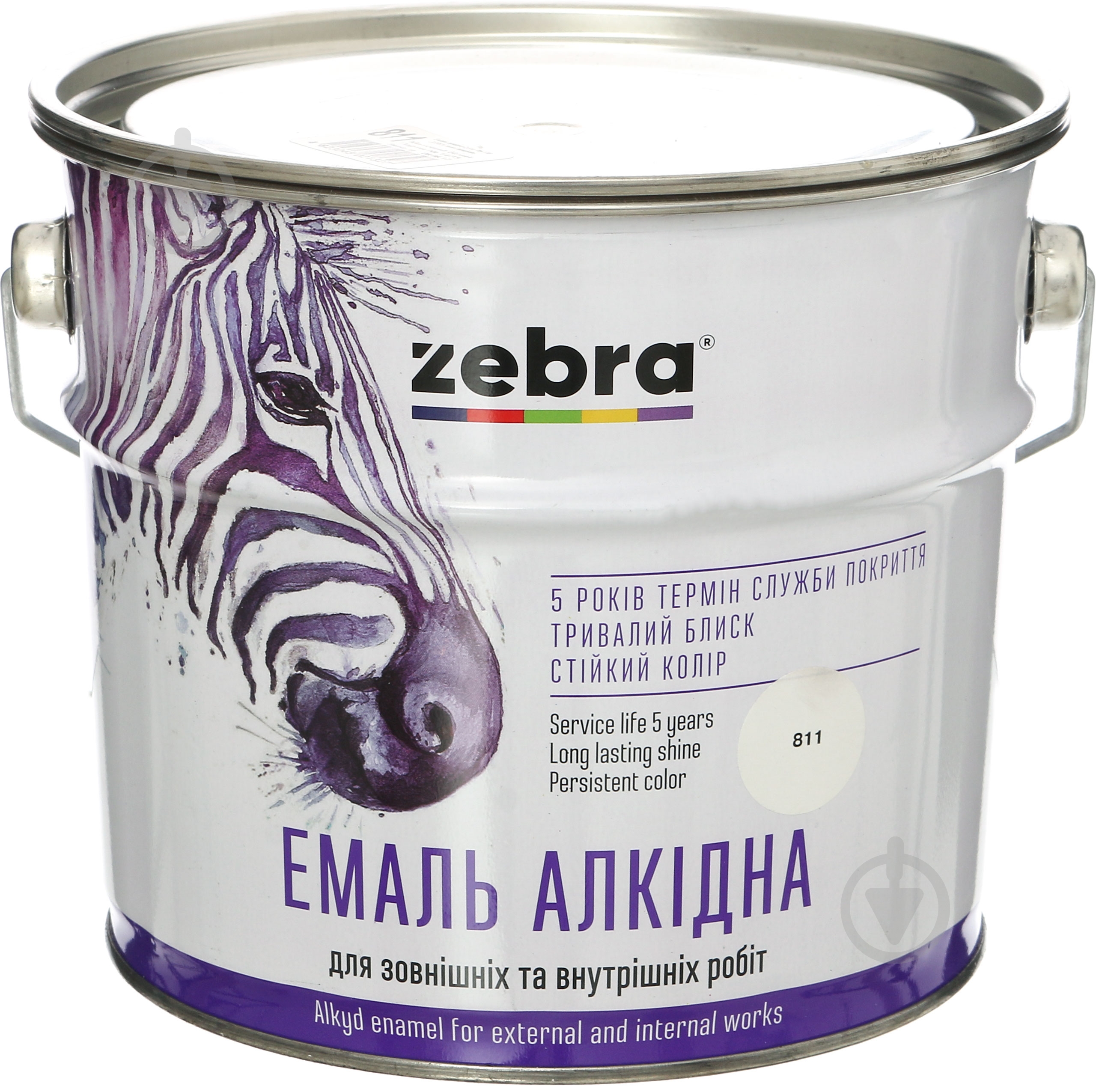ᐉ Емаль ZEBRA алкідна ПФ-116 серія Акварель 811 білий мат 2,8 кг ...