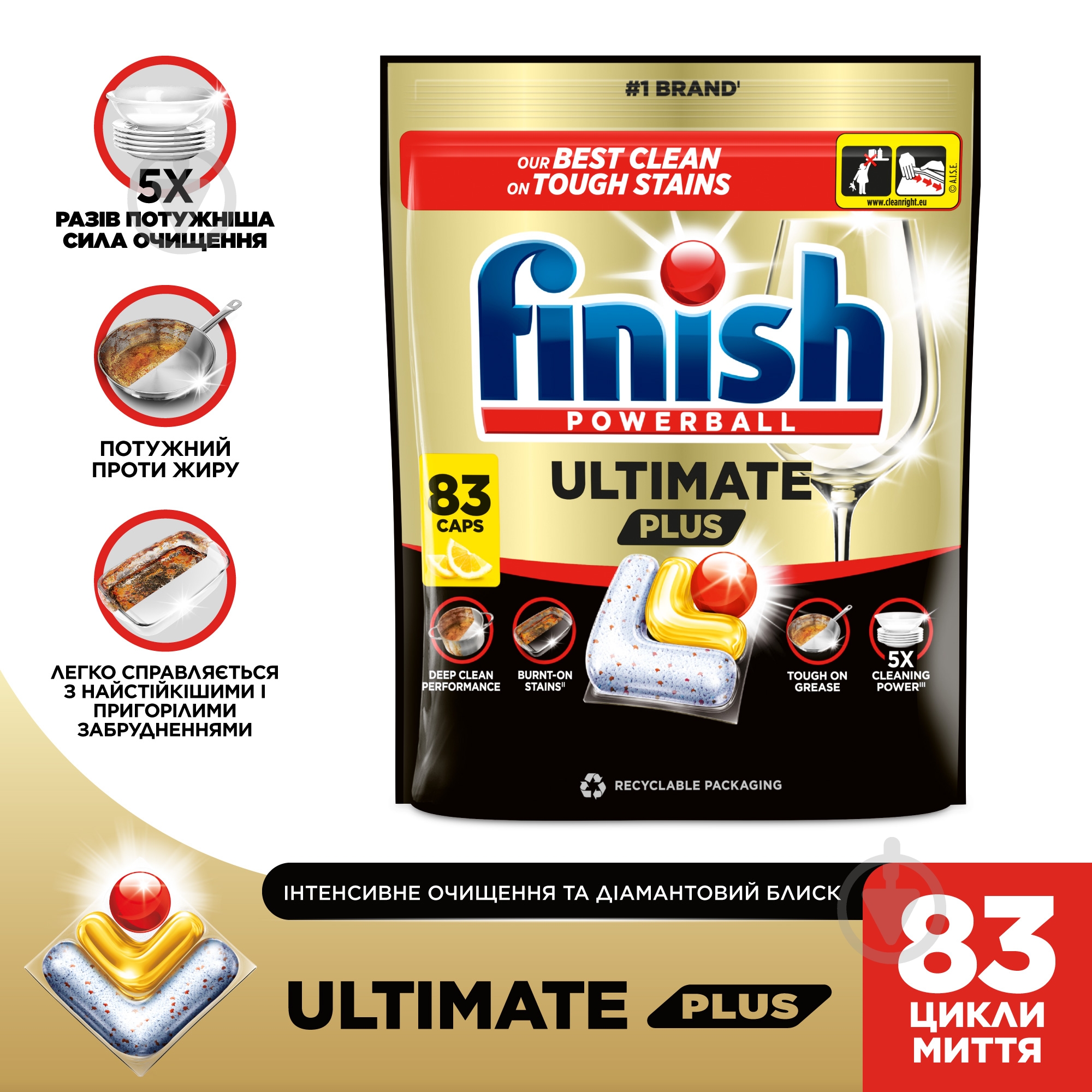 Капсули для посудомийних машин Finish Ultimate Plus Лимон 83 шт. - фото 3