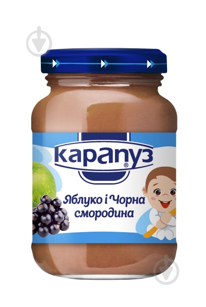 Пюре Карапуз Яблоко и черная смородина 200 г 4820012000036 - фото 1 Пюре Карапуз Яблоко и черная смородина 200 г 4820012000036 - фото 1