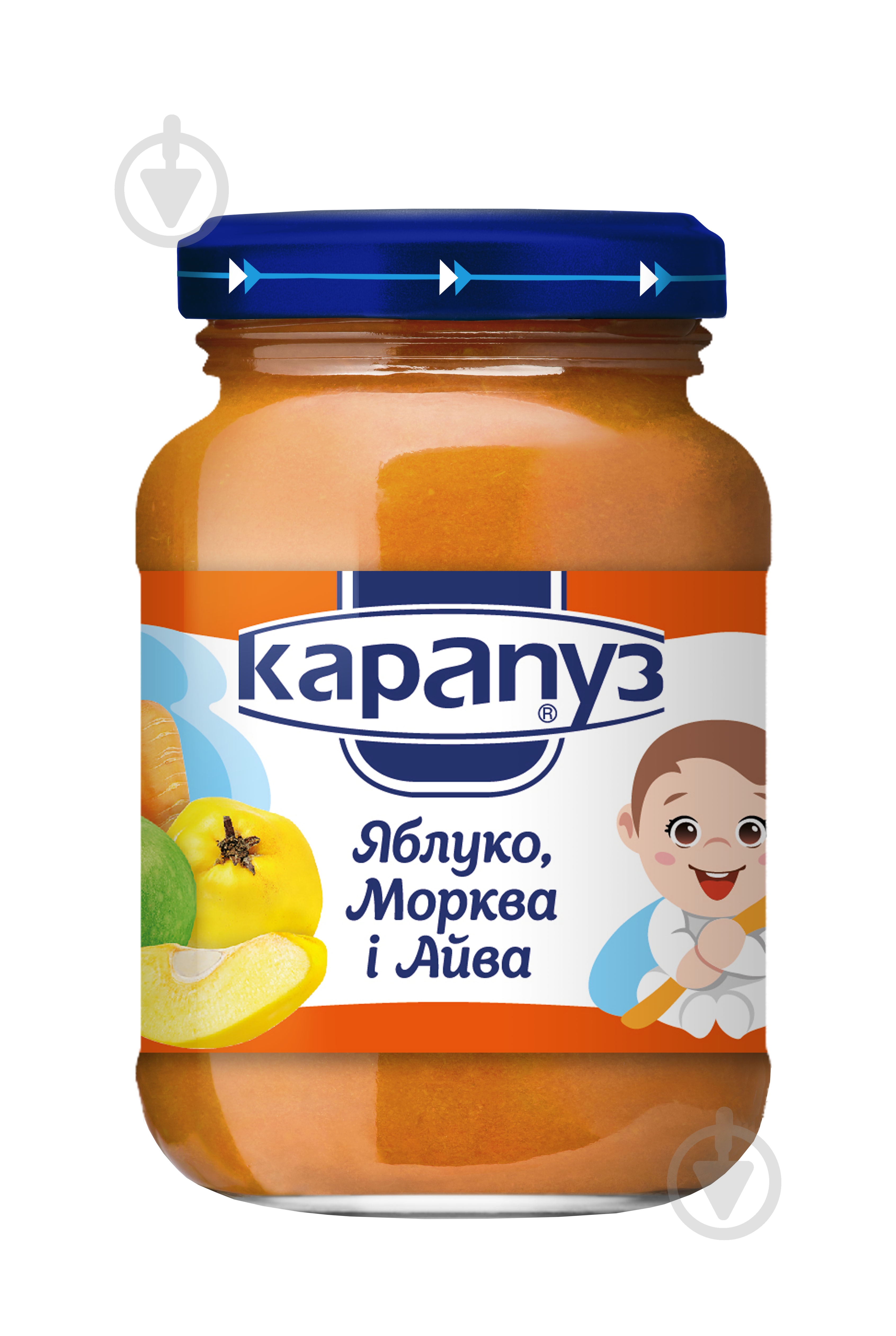 Пюре Карапуз Яблоко, морковь и айва 200 г 4820012000142 - фото 1 Пюре Карапуз Яблоко, морковь и айва 200 г 4820012000142 - фото 1