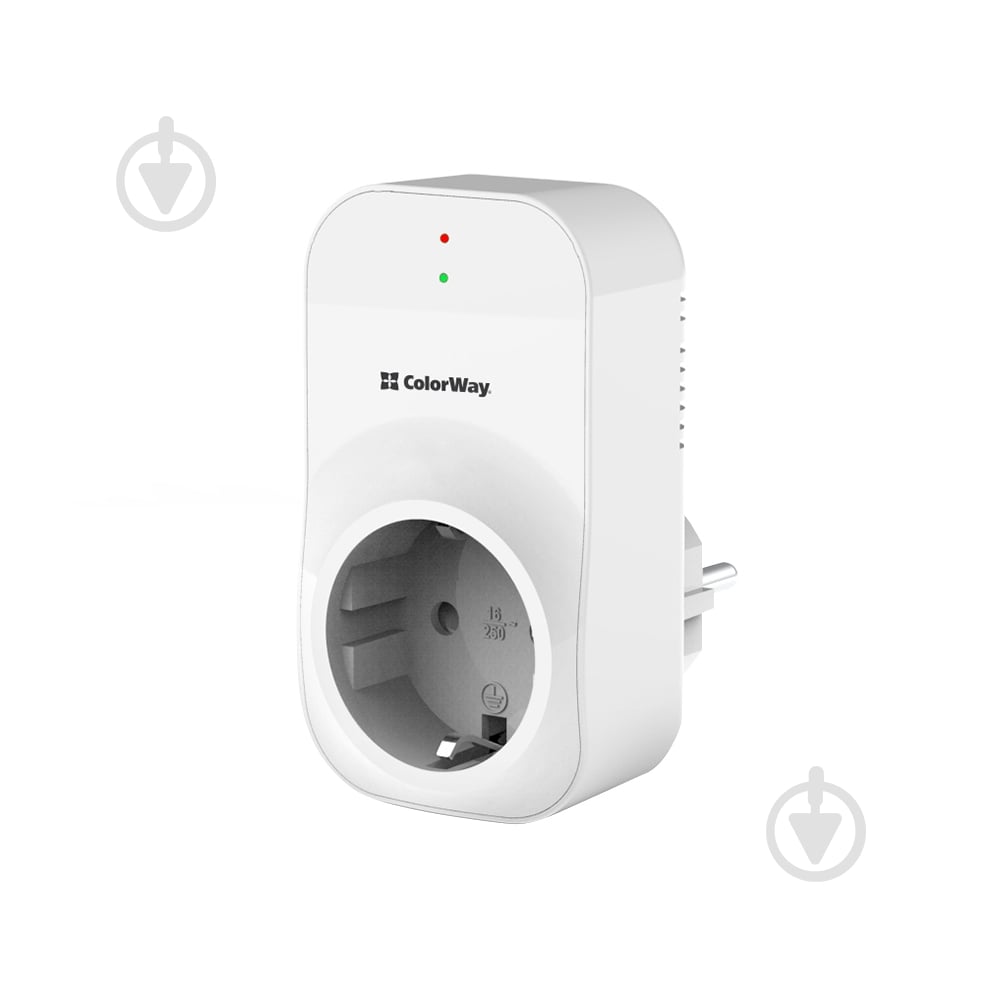 Реле напряжения на розетке ColorWay (16A/3680W) 165V/260V LED1 white CW-VR16-03L - фото 1