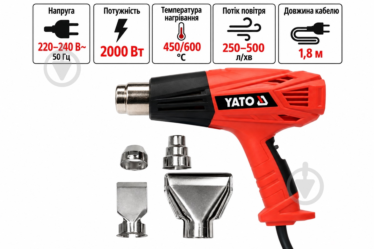 Фен будівельний YATO YT-82294 - фото 3