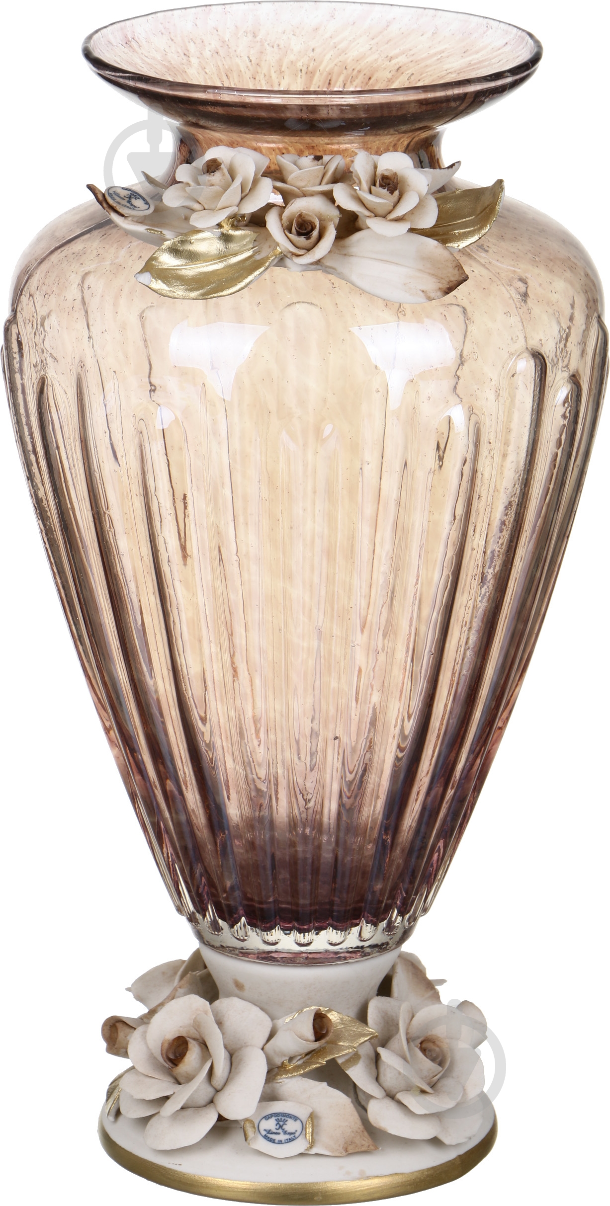 Ваза стеклянная White cristal Emily 36х22 см 36 см серая - фото 1