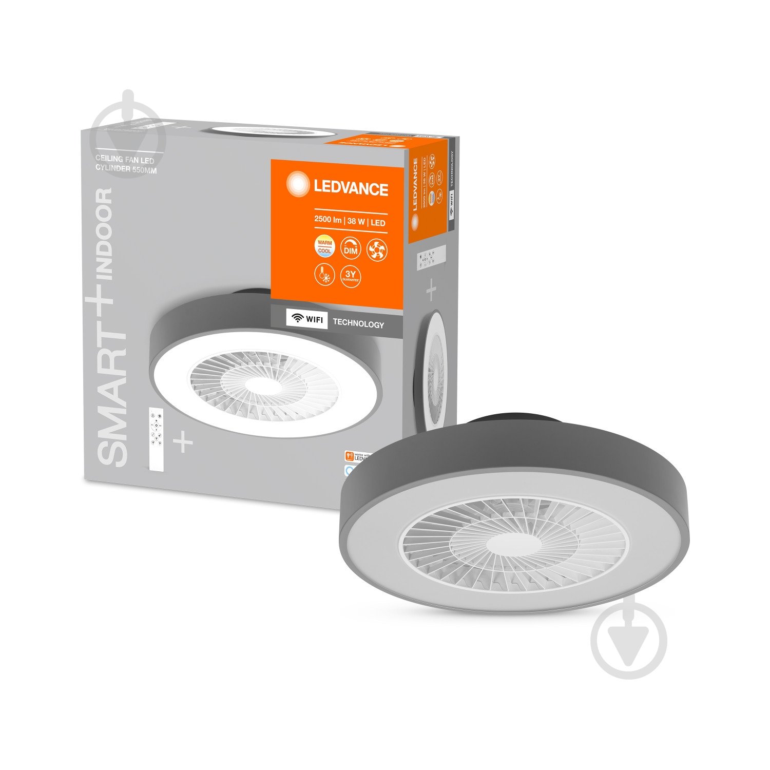 Светильник светодиодный Ledvance Smart+Wifi Cylinder 76 Вт серый CEILING FAN 35W - фото 1