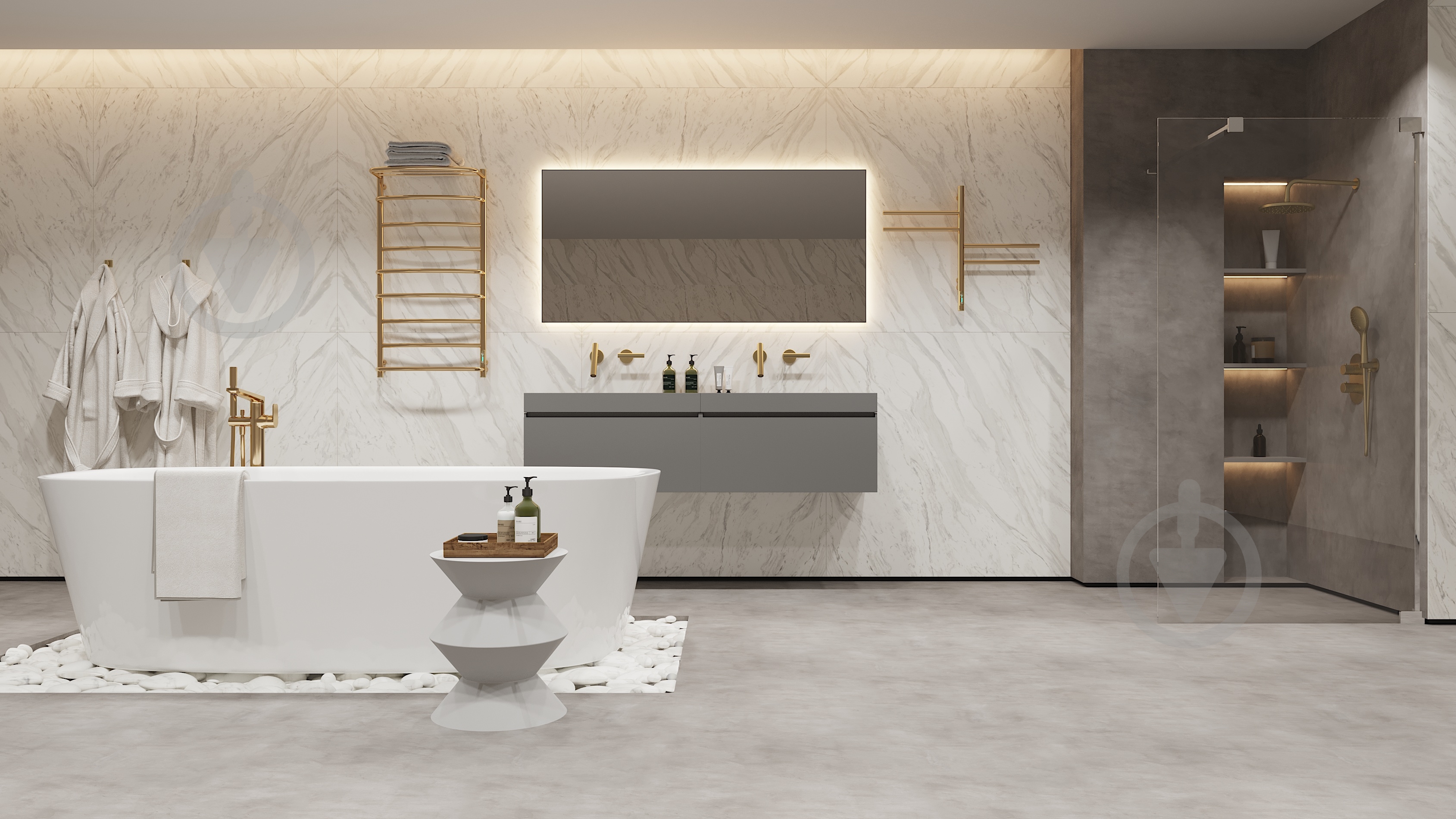 Полотенцесушитель электрический Elna Каскад с полкой 9 (1010*530*290) полированное золото с диммером t - фото 3