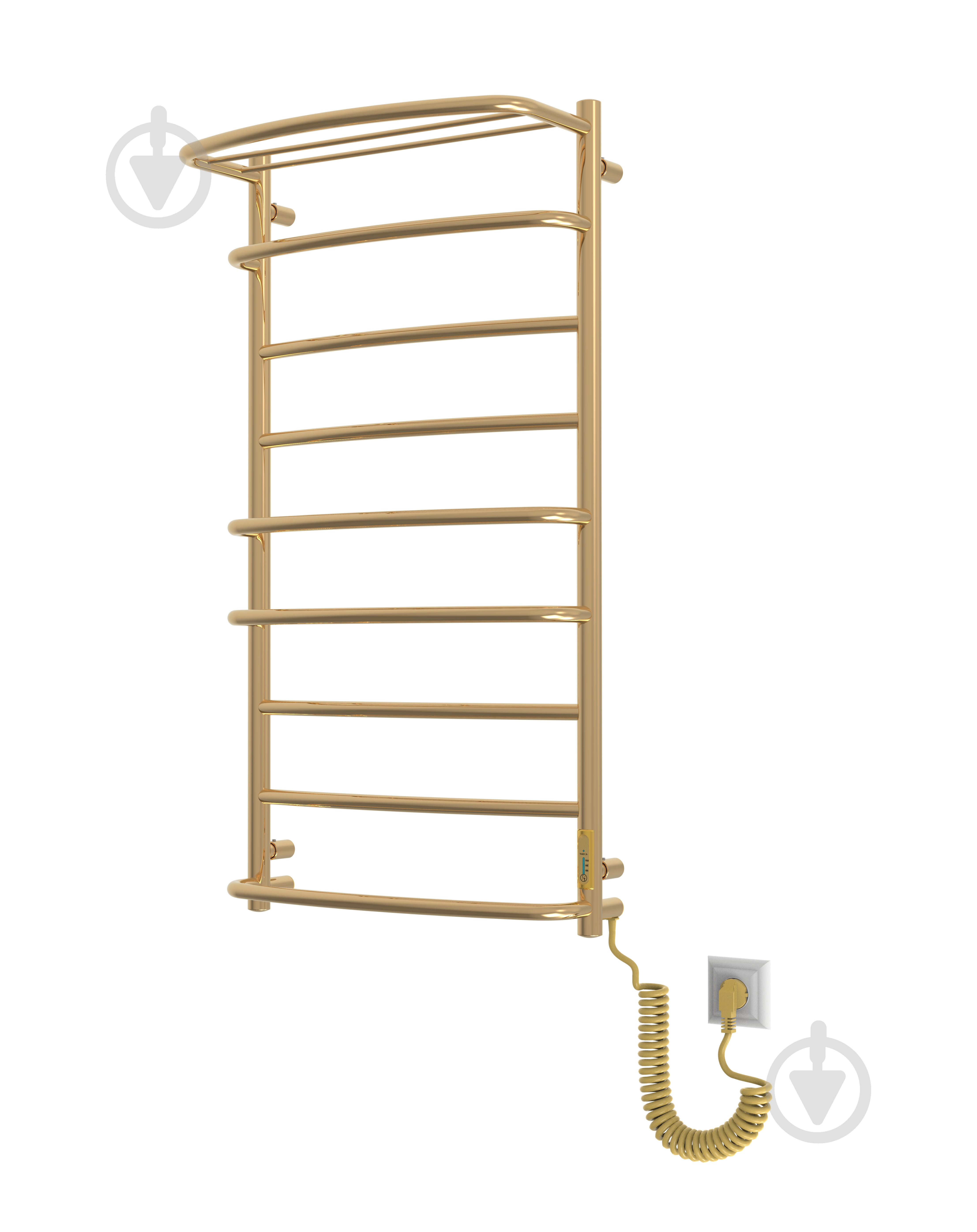 Полотенцесушитель электрический Elna Каскад с полкой 9 (1010*530*290) полированное золото с диммером t - фото 4