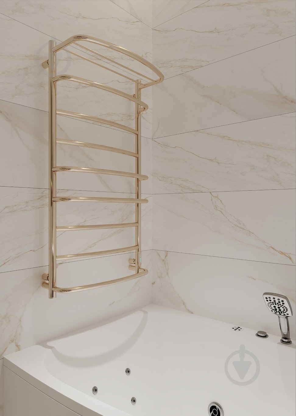 Полотенцесушитель электрический Elna Каскад с полкой 9 (1010*530*290) полированное золото с диммером t - фото 1